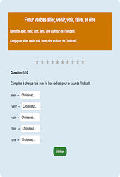 Futur aller/venir/voir/faire/dire - Fiches Exercice en ligne  - Fiches Français - Conjugaison - Étude de la langue : 4ème Harmos