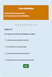 L’ordre alphabétique - Fiches Exercice en ligne  - Fiches Français - Vocabulaire / Lexique - Étude de la langue : 6ème Harmos