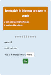 Se repérer sur un plan - Fiches Exercice en ligne  - Fiches Mathématiques - Géométrie : 6ème Harmos