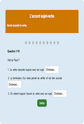 Accord sujet - verbe - Fiches Exercice en ligne  - Fiches Français - Orthographe - Étude de la langue : 4ème Harmos