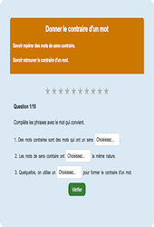 Contraire d’un mot - Fiches Exercice en ligne  - Fiches Français - Vocabulaire / Lexique - Étude de la langue : 4ème Harmos