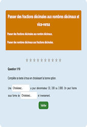 Décimales et décimaux - Fiches Exercice en ligne  - Fiches Mathématiques - Numération : 6ème Harmos