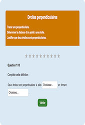Droites perpendiculaires - Fiches Exercice en ligne  - Fiches Mathématiques - Espace et géométrie : 8ème Harmos
