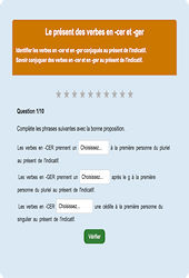 Présent des verbes en - cer et - ger - Fiches Exercice en ligne  - Fiches Français - Conjugaison - Étude de la langue : 6ème Harmos
