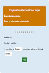 Comparer et encadrer fractions - Fiches Exercice en ligne  - Fiches Mathématiques - Numération : 6ème Harmos