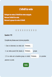 L’infinitif du verbe - Fiches Exercice en ligne  - Fiches Français - Conjugaison - Étude de la langue : 6ème Harmos