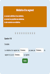 Médiatrice d’un segment - Fiches Exercice en ligne  - Fiches Mathématiques - Espace et géométrie : 8ème Harmos
