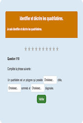 Identifier les quadrilatères - Fiches Exercice en ligne  - Fiches Mathématiques - Géométrie : 6ème Harmos