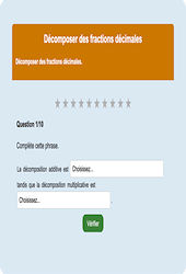 Décomposer des fractions décimales - Fiches Exercice en ligne  - Fiches Mathématiques - Numération : 6ème Harmos