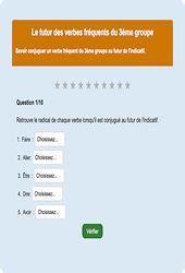 Futur des verbes fréquents - Fiches Exercice en ligne  - Fiches Français - Conjugaison - Étude de la langue : 6ème Harmos