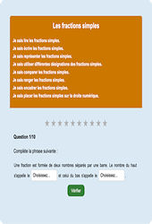Fractions simples - Fiches Exercice en ligne  - Fiches Mathématiques - Numération : 6ème Harmos
