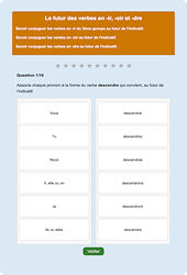 Futur - ir, - oir, - dre - Fiches Exercice en ligne  - Fiches Français - Conjugaison - Étude de la langue : 6ème Harmos