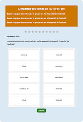Imparfait des verbes - ir, - oir, - dre - Fiches Exercice en ligne  - Fiches Français - Conjugaison - Étude de la langue : 6ème Harmos