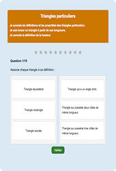 Triangles particuliers - Fiches Exercice en ligne  - Fiches Mathématiques - Espace et géométrie : 8ème Harmos