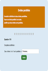 Droites parallèles - Fiches Exercice en ligne  - Fiches Mathématiques - Espace et géométrie : 8ème Harmos