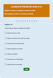 Présent des verbes en - er - Fiches Exercice en ligne  - Fiches Français - Conjugaison - Étude de la langue : 6ème Harmos