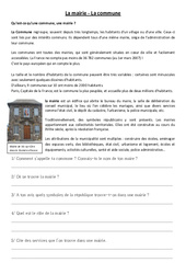 La mairie, la commune - Instruction civique - Documents, questions, corrigés : 5ème, 6ème Harmos - PDF à imprimer