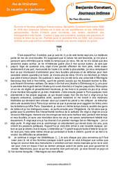 Exercice Journaux intimes (Benjamin Constant) - Littérature : 11ème Harmos - PDF à imprimer