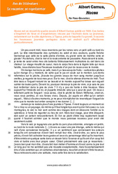Exercice Noces (Albert Camus) - Littérature : 11ème Harmos - PDF à imprimer