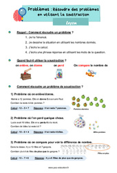 Résoudre des problèmes en utilisant la soustraction - Cours, Leçon : 4ème Harmos - PDF à imprimer