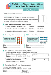 Evaluation Résoudre des problèmes en utilisant la soustraction - Examen Evaluation : 4ème Harmos - PDF à imprimer