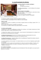 Le conseil municipal et les élections - Instruction civique - Documents, questions, corrigé : 5ème, 6ème Harmos - PDF à imprimer