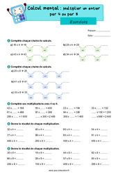 Multiplier un entier par 4 ou par 8 - Exercices : 6ème Harmos - PDF à imprimer