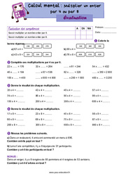 Multiplier un entier par 4 ou par 8 - Examen Evaluation : 6ème Harmos - PDF à imprimer