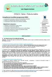 Séquence - Fiche de préparation Les risques sociaux - Séquence complète - EMC : 9eme Harmos - PDF à imprimer