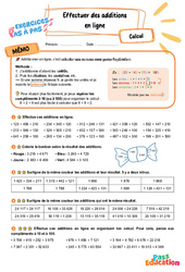 Effectuer des additions en ligne - Exercices Pas à Pas : 7ème Harmos - PDF à imprimer