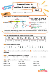 Leçon, exercice et évaluation :<br/> Poser et effectuer des additions de nombres entiers - Exercices Pas à Pas : 7ème Harmos - PDF à imprimer