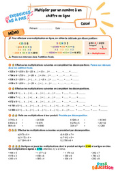 Multiplier par un nombre à un chiffre en ligne - Exercices Pas à Pas : 7ème Harmos - PDF à imprimer