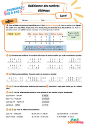 Additionner des nombres décimaux - Exercices Pas à Pas : 7ème Harmos - PDF à imprimer