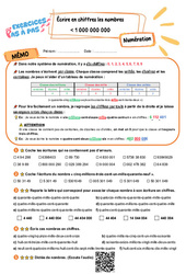 Écrire en chiffres les nombres inférieurs à 1 000 000 000 - Exercices Pas à Pas : 7ème Harmos - PDF à imprimer