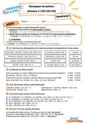 Recomposer les nombres inférieurs à 1 000 000 000 - Exercices Pas à Pas : 7ème Harmos - PDF à imprimer
