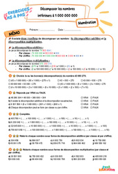 Décomposer les nombres inférieurs à 1 000 000 000 - Exercices Pas à Pas : 7ème Harmos - PDF à imprimer