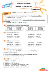 Comparer les nombres inférieurs à 1 000 000 000 - Exercices Pas à Pas : 7ème Harmos - PDF à imprimer