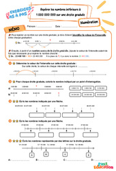 Repérer les nombres inférieurs à 1 000 000 000 sur une droite graduée - Exercices Pas à Pas : 7ème Harmos - PDF à imprimer