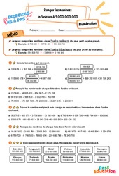 Ranger les nombres inférieurs à 1 000 000 000 - Exercices Pas à Pas : 7ème Harmos - PDF à imprimer