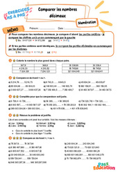 Comparer les nombres décimaux - Exercices Pas à Pas : 7ème Harmos - PDF à imprimer