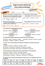 Ranger les nombres décimaux dans l’ordre croissant ou décroissant - Exercices Pas à Pas : 7ème Harmos - PDF à imprimer