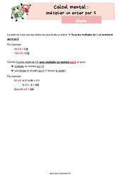 Multiplier un entier par 5 - Cours, Leçon : 6ème Harmos - PDF à imprimer