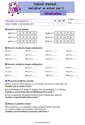 Multiplier un entier par 5 - Examen Evaluation : 6ème Harmos - PDF à imprimer