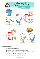 Leçon Ajouter ou enlever 10 - Cours, Leçon : 4ème Harmos - PDF à imprimer