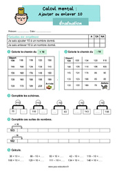 Ajouter ou enlever 10 - Examen Evaluation : 4ème Harmos - PDF à imprimer