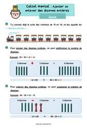Ajouter ou enlever des dizaines entières - Cours, Leçon : 4ème Harmos - PDF à imprimer