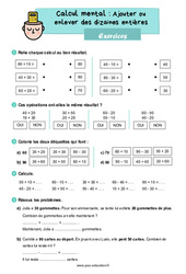 Ajouter ou enlever des dizaines entières - Exercices : 4ème Harmos - PDF à imprimer