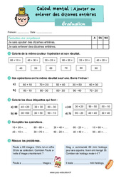 Ajouter ou enlever des dizaines entières - Examen Evaluation : 4ème Harmos - PDF à imprimer