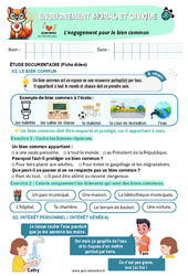 L'engagement pour le bien commun - Exercices - EMC : 5ème Harmos - PDF à imprimer