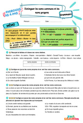 Distinguer les noms communs et les noms propres - Exercices Pas à Pas : 5ème Harmos - PDF à imprimer